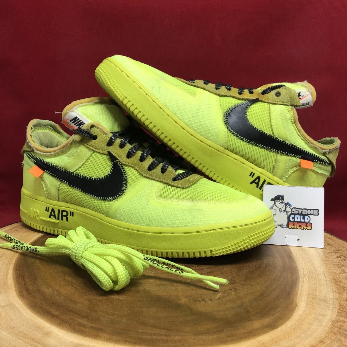 Off White Nike Air Force 1 Low Black + Volt Info