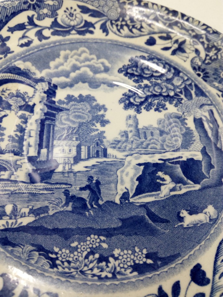 Vintage Copeland Spode's Italian Blue & White Double Handled Soup Bowl