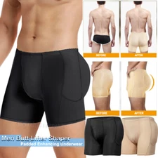 Men's Padded Enhancer Underwear Shapewear Butt Lifter Boxer Briefs Body Shaper