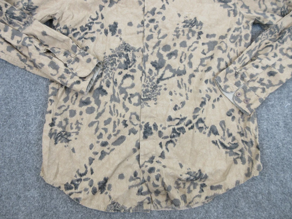 Camisa Tommy Jeans DE COLECCIÓN Para Hombres Adultos Grande Marrón Guepardo Abotonada Preppy Informal Foto 3 de 4