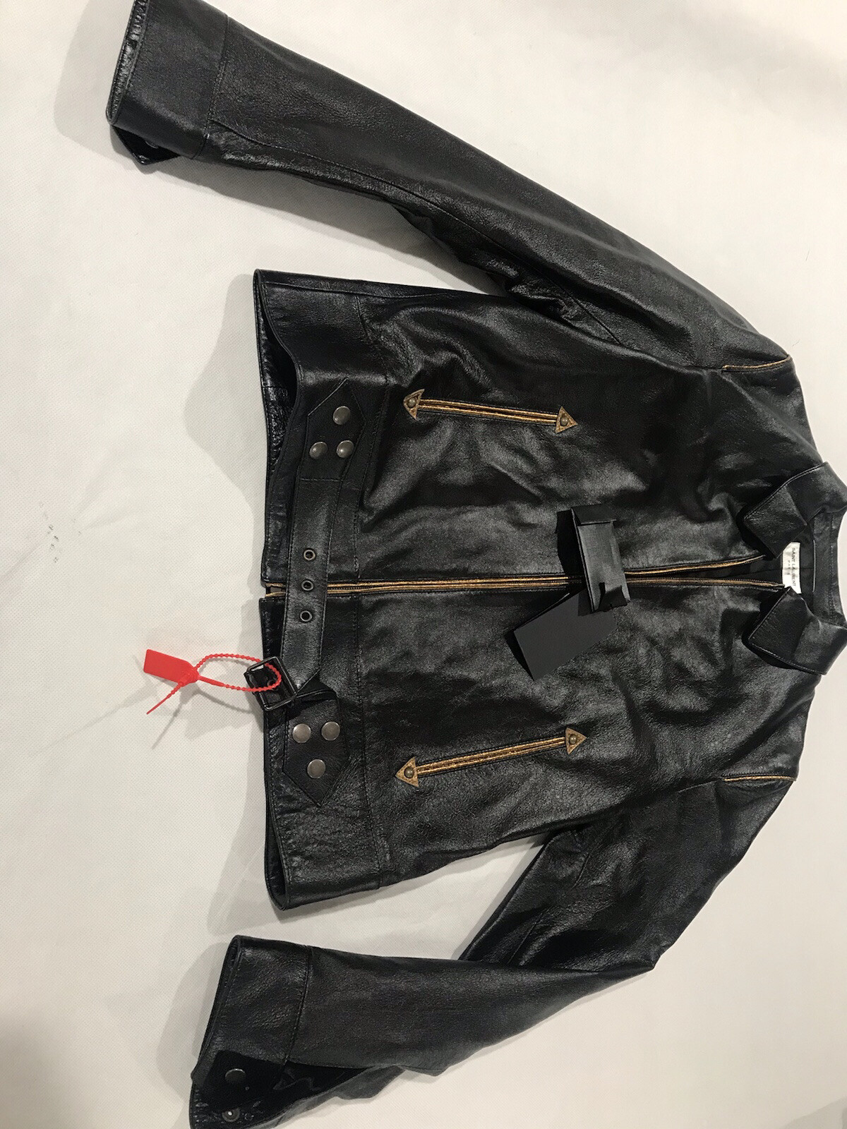 Giacca in pelle da uomo Saint Laurent con finitura oro. 50 S. $4250