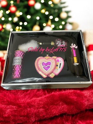 Girly Pink Christmas Ornament Classy Cute Makeup Nail polish Perfume Lipstick 3 