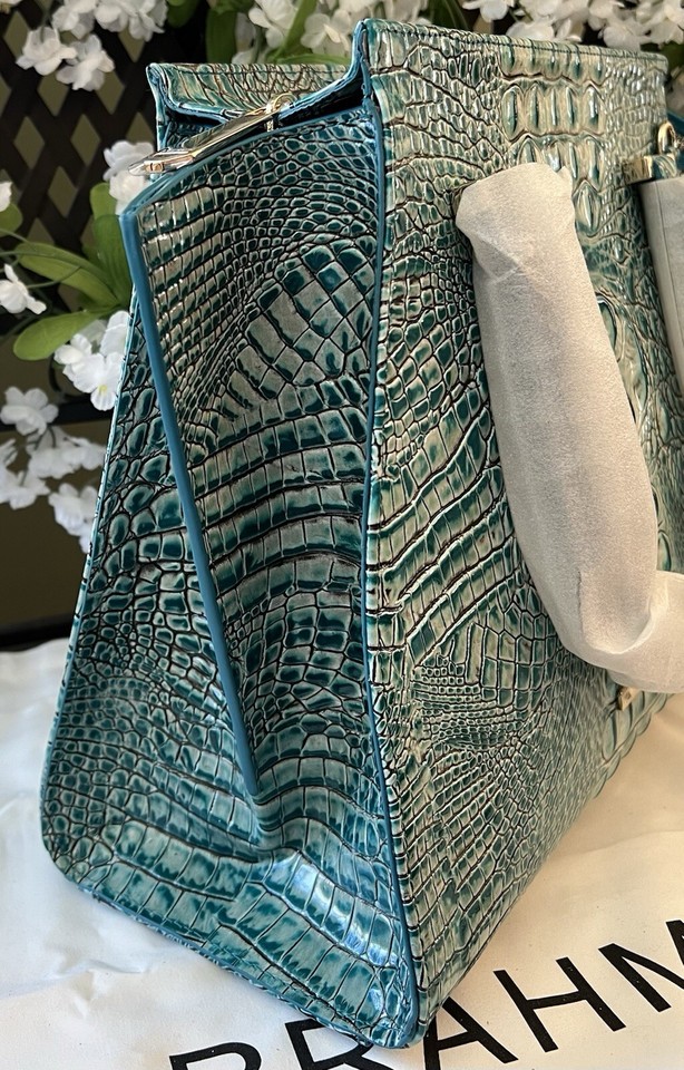 Brahmin Marianna Belem Tote Bag – Turquoise & Multicolored Designer Handbag With Organizer Pockets