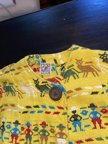 Vintage Sombol Women’s Handwoven Indian Yellow Jacket Guatemala - Picture 2 of 8