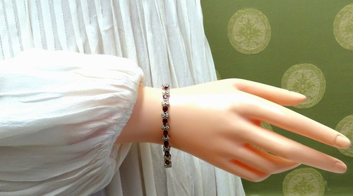 Pulsera de diamantes de rubí natural de 12,90 quilates dos tonos de 14 quilates - Imagen 5 de 5