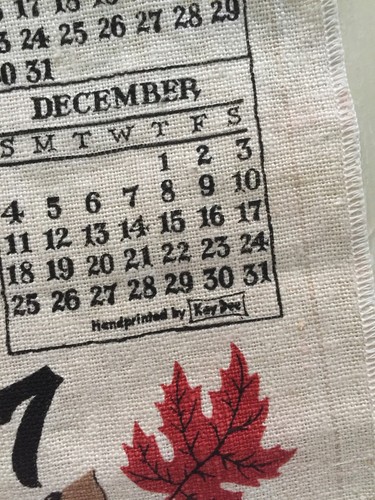 TOALLA DE TÉ - Calendario 1977 de colección, granero rural rojo, hojas de otoño que caen, Kay Dee - Imagen 4 de 6