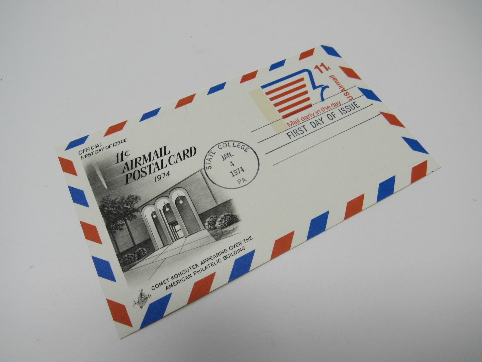 USPS Scott UXC14 Vintage 11c US Air Mail Mail Early In The Day Eagle Postal Card