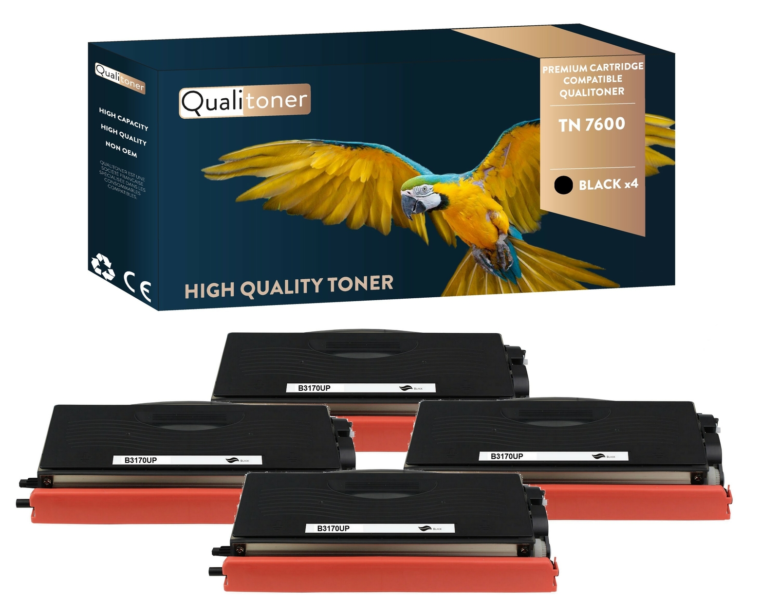 Toner TN7600 noir compatible x4 contre les pannes d'impression au bureau