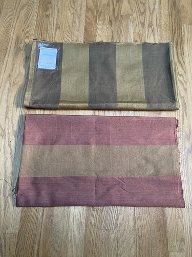 Schumacher Linen Blend Fabric Continental Stripe Rust Origin France 48"x46” - Picture 6 of 8