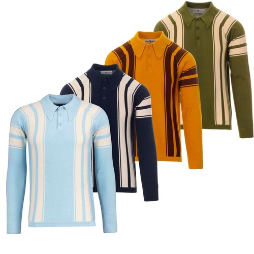 MADCAP MOD RETRO 50s 60s 70s HERREN STRICK LANGARM POLO ACID TEST MC516 - Bild 1 von 9