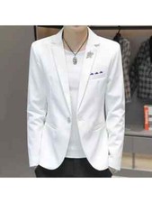 Giacca Smoking Uomo Elegante Bianca Slim Fit Bottoni Moda Uomo 071705