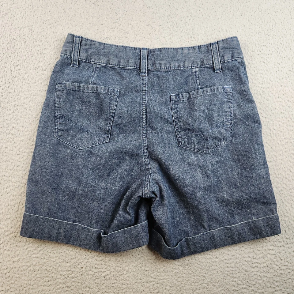 Pantalones Cortos Riders Informales Para Mujer Talla 10M Azul Tiro Alto Informales Algodón Puño Relajado Foto 2 de 4