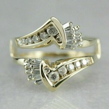 1.10Ct Lab Created Diamond Enhancer Ring Guard Wrap Band 14K Yellow Gold Finish