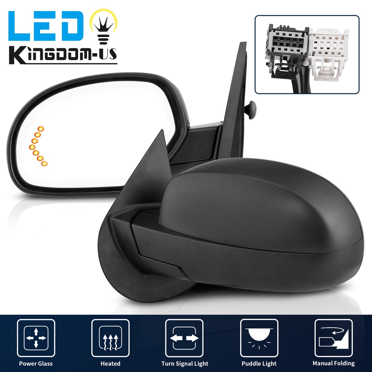 Power Heated Puddle Light Tow Mirrors For 2007-2013 Chevy Silverado Sierra 1500 - Foto 8