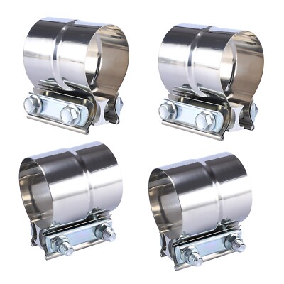 3'' T304 Stainless Steel Lap Joint Exhaust Clamp for Catback Muffler Pipe 4Pcs