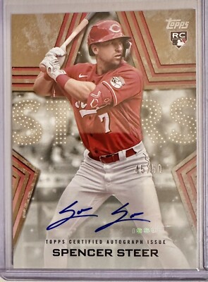 2023 Topps Series 2 Spencer Steer Auto Rookie Baseball Stars BSA 