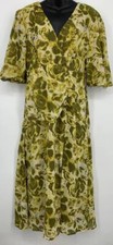 Chelsea 28 Green Floral Womens Midi Dress Medium A-line Flowy V-neck NEW NWT