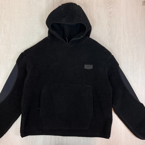 Zanerobe Mens Black Sherpa Fleece Hooded Jacket Size Large