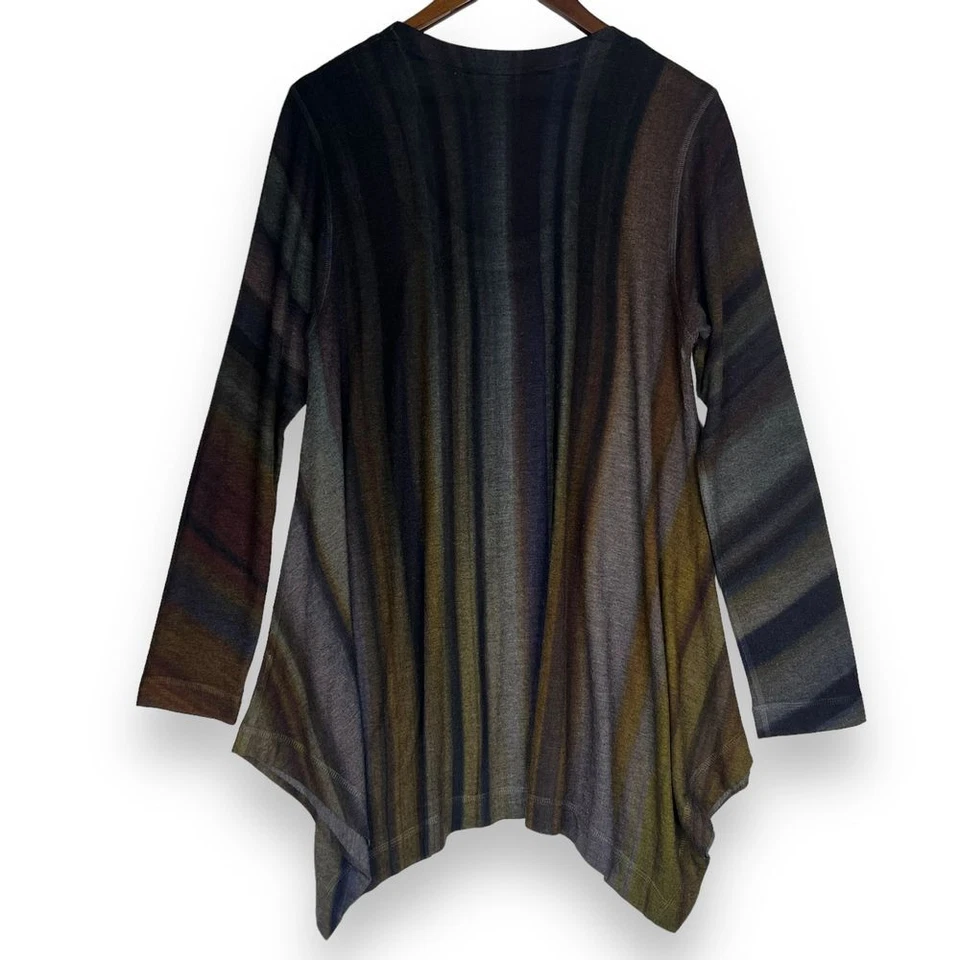 Blusa Suéter Suave Envolventes Esha Rayas Mordedura de Tiburón Dobladillo Cuello Redondo M Foto 2 de 4