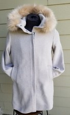 Nice! Women's Mango Mng Wool Blend Faux Fur Hood Trim Coat (sz Us Xs Eur S)