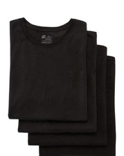 NEW MENS  HANES BLACK ULTRA COMFORT FIT STRETCH CREW T-SHIRT 4 PACK / 44 /MEDIUM