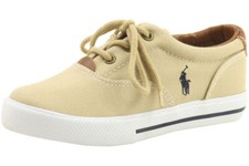 Polo Ralph Lauren Boy's Fashion Sneaker Vaughn Khaki Canvas Shoes