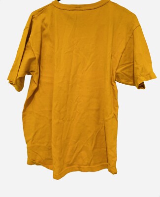 Vintage Champion T Shirt Large Yellow Made USA Embroidered Logo 