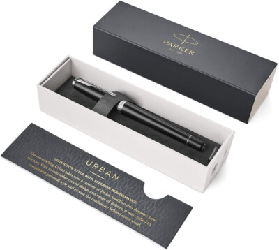 PARKER Urban Classic Muted Black CT Rollerball, Edelstahl, Schwarz, Mittel  0,5