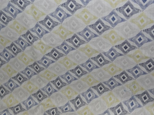 TELA CORTINA DE DISEÑO "AZHA" 3 metros IMPRESIÓN RETRO amarillo, azul, gris - Imagen 5 de 7