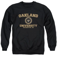 Oakland University Adult Crewneck Sweatshirt Circle Logo, Black, S-3XL
