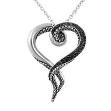 Lover Necklace Tentacle Heart black Cubic Zirconia stainless steel pendant