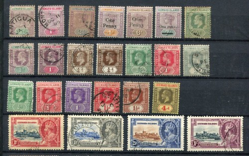 LEEWARD ISLANDS Early M&U Collection to £1 65 Stamps