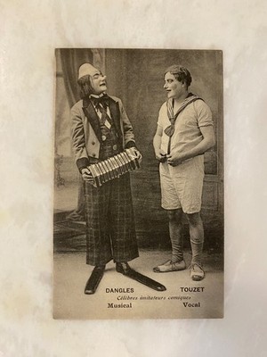 Alte Postkarte Clowns DANGLES und TOUZET Zirkus 1920