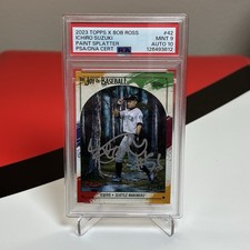 2023 Topps X Bob Ross Joy of Baseball Ichiro Paint Splatter /99 PSA 9 Autograph