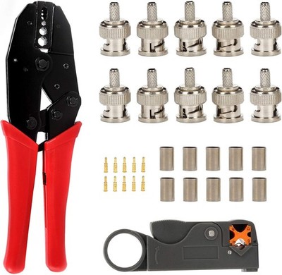 TLS.eagle BNC RG58 Plug Crimp Connector and Tool, Rg58 Connectors