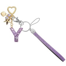 Initial Letter Keychain Letter-Y Keychains Bling Love Star Key Chain Purple