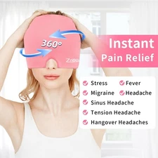 Migraine Headache Relief Cap Hat Full Head Ice Pack Wrap Cooling Gel Ice Beanie