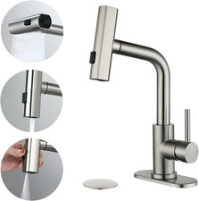 Waterfall 13.3" Tall Bathroom Faucet with 3 Mode Pull Out Sprayermode...
