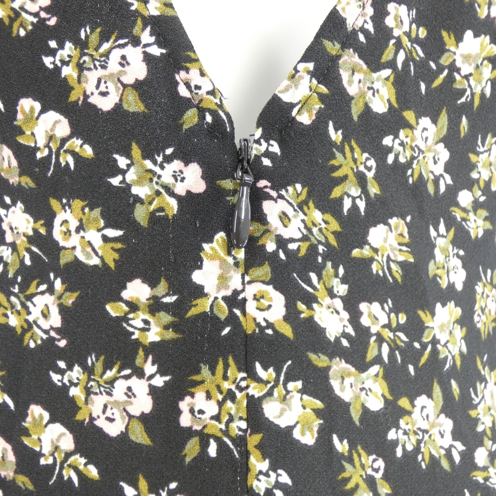 H&M Black Floral Midi Dress UK 10 90s Slip Style Lace V Neck Minimal thumbnail 10