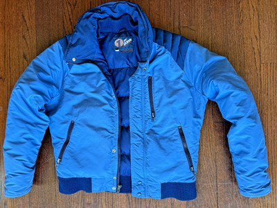 Vintage 1st Down Men's Sz Large Royal Blue Nylon Down Filled Puffer Jacket First