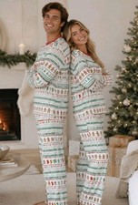 Little Sleepies Christmas Pajama Set Bamboo Fair Isle Gingerbread XL Unisex