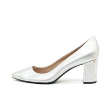 DKNY Damen Pumps Blockabsatz Abendschuhe Silber Leder Bequem EU 40