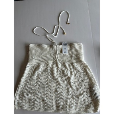 NWT Hollister White Crochet Tube Top Halter Neck M Boho Festival Summer Knit