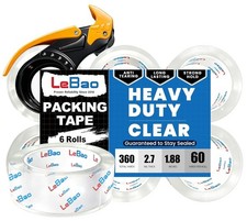 Heavy Duty Packing Tape with Metal Dispenser, 2.7 Mil Ultra-Thick Shipping Ta...
