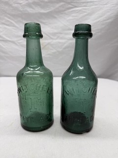 Lot x2 Twitchell Mineral Water Soda Bottles Iron Pontil/Smooth Philadelphia PA