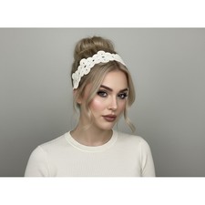 Polyester Ethnic Headband Knitted with Six Flowers Plaid Pattern Unisex Use