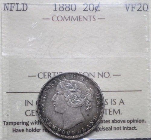1880 Newfoundland 20 Cents — photo from the most recent tracked eBay sale