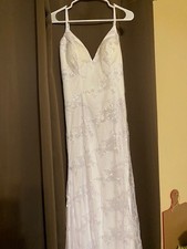 long formal white lace gown for women