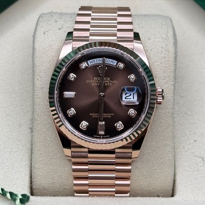 Rolex Day-Date 36 NEW 2026 Brown Ombre Diamond Everose Gold Fluted President