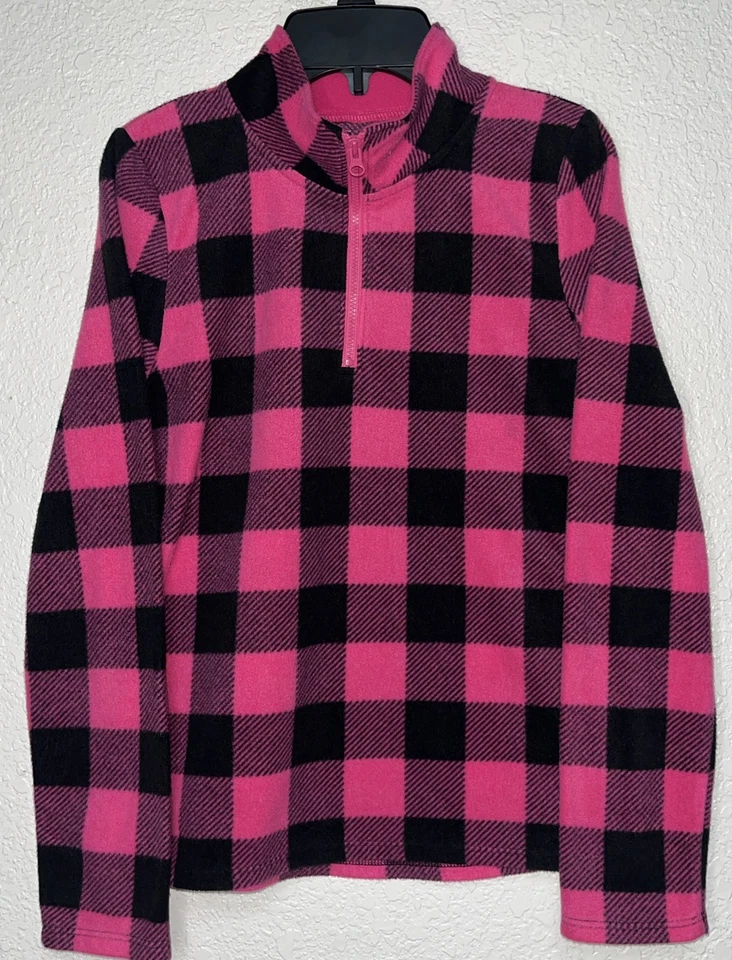 Chaqueta de Franela Jumping Beans Niñas Talla 10 Rosa/Negro 1/4 Cremallera Foto 4 de 4